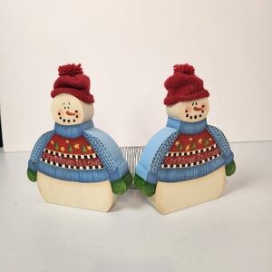 Vintage 1990s Christmas is Love Snowman Slinky Card Holder Rustic Holiday Decor